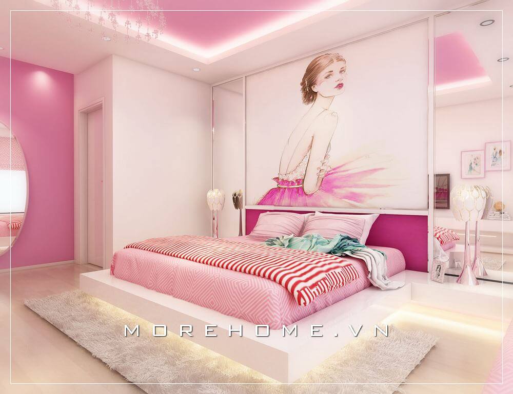 Thiết kế nội thất phòng ngủ bé gái